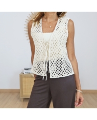 gilet bohème femme lien à nouer devant