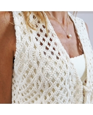 gilet sans manches femme crochet détail