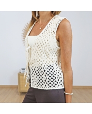 gilet crochet femme détail maille
