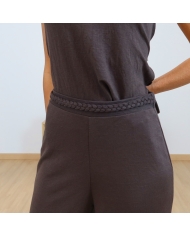 pantalon taille haute femme détail tressé