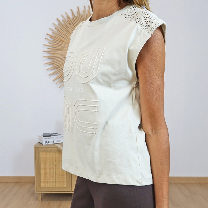 t shirt femme casual chic beige