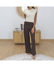 t shirt femme beige porté look