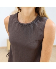 top femme chocolat détail tressé col