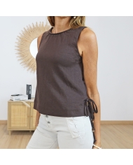 top bresha chocolat femme vue face