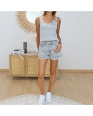 top femme look avec short jean