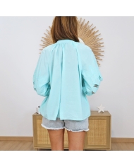 chemisier oversize turquoise dos