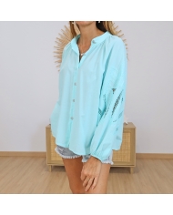 chemisier camille turquoise femme vue face