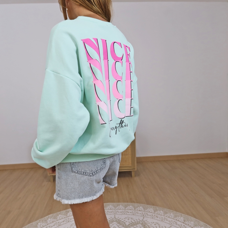 sweat nice turquoise femme dos