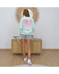 sweat femme look short jean gris