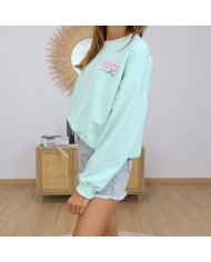 sweat turquoise femme oversize