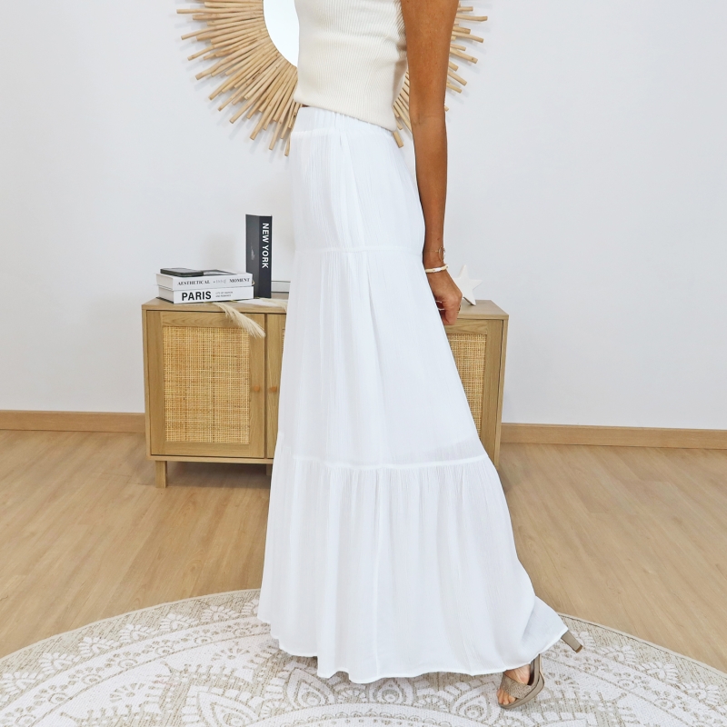 jupe longue blanche femme fluide