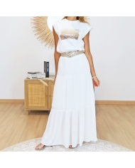 jupe fluide blanche avec ceinture