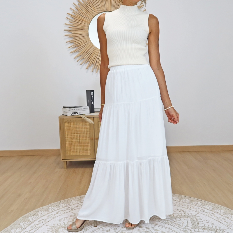 jupe bohème chic blanche femme