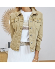 veste jean beige caramel femme