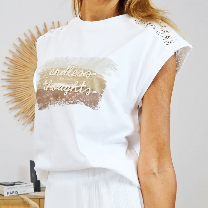 t shirt blanc femme tiffosi endless thoughts