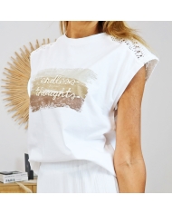 t shirt blanc femme tiffosi endless thoughts
