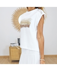 t shirt relief inscription femme