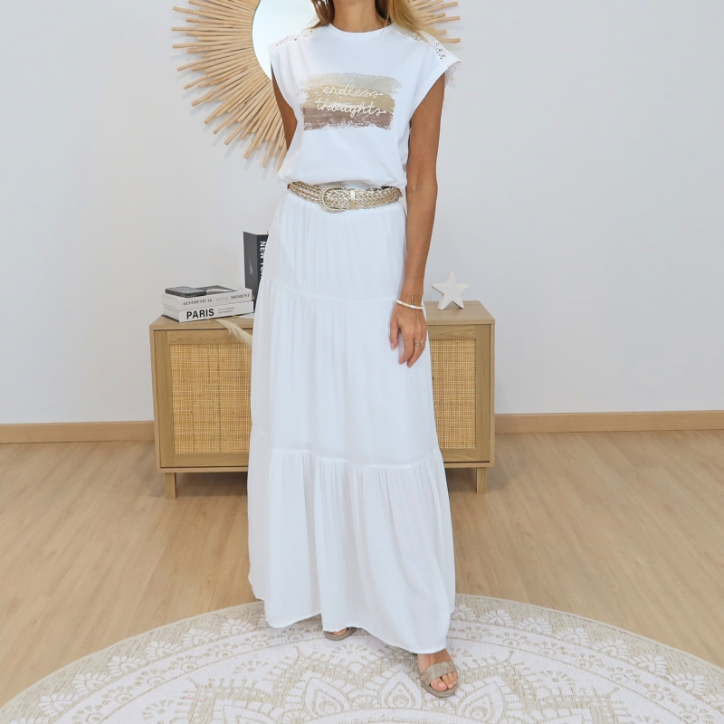 look jupe longue et t shirt femme