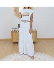 look jupe longue et t shirt femme