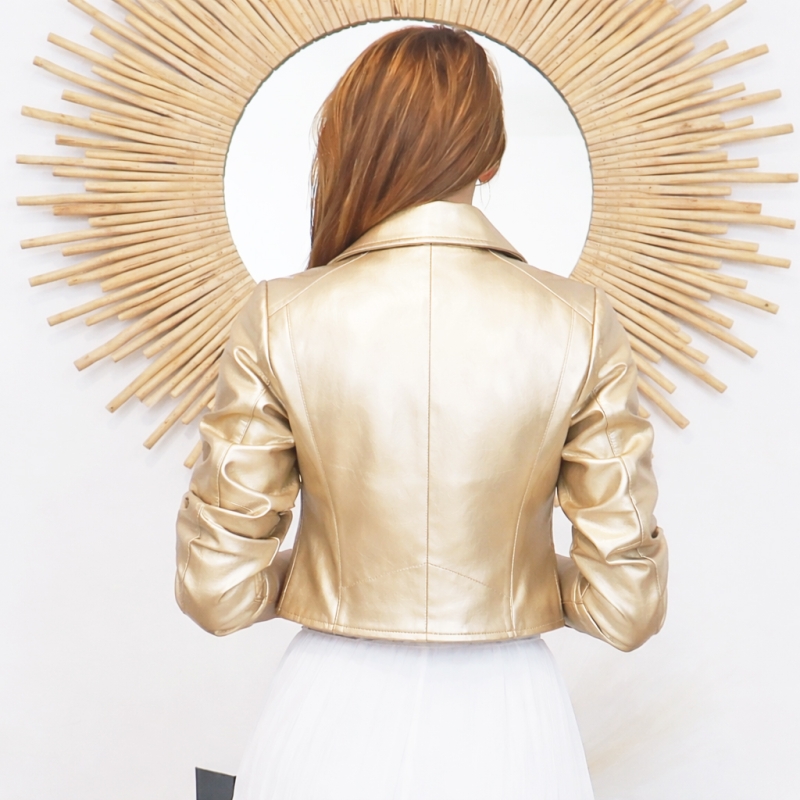 veste courte dorée femme