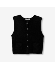 look chic femme gilet noir structuré