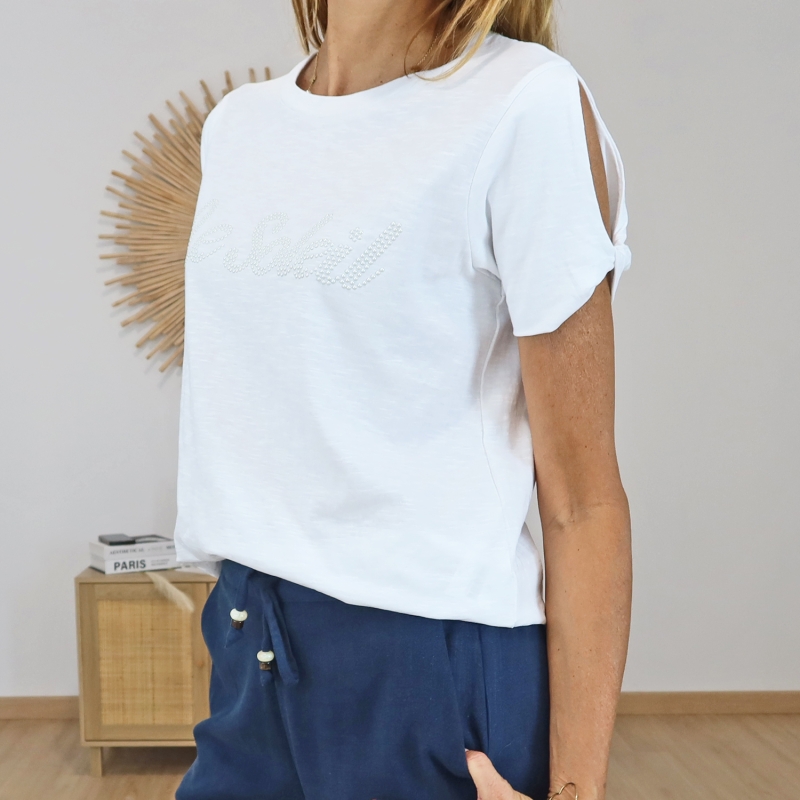 t shirt blanc femme le soleil look ete