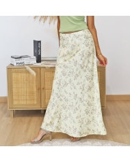 jupe longue jaune fleurie lina