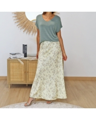 jupe fluide portée femme jaune