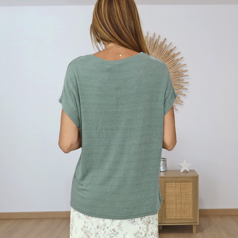 top fluide été femme kaki