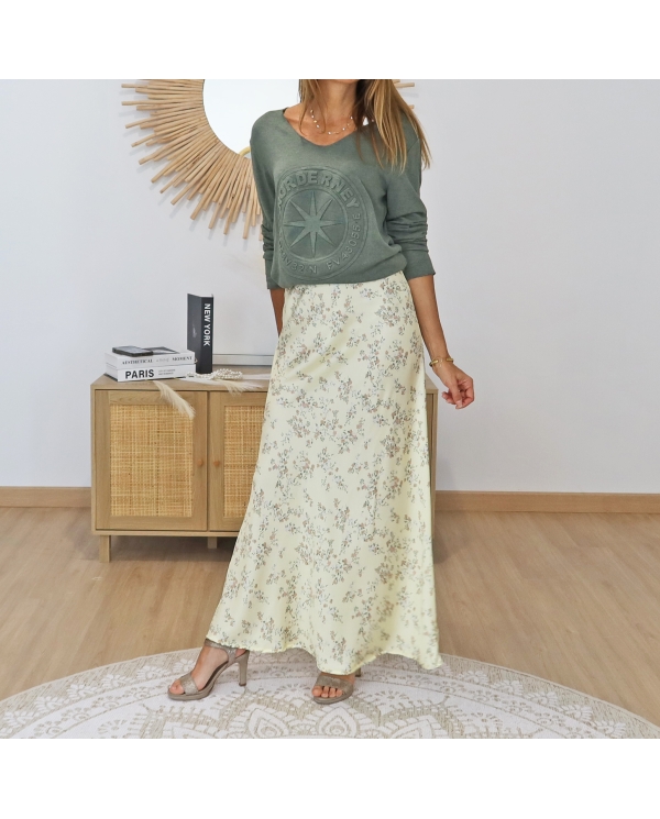 top kaki clair porté femme