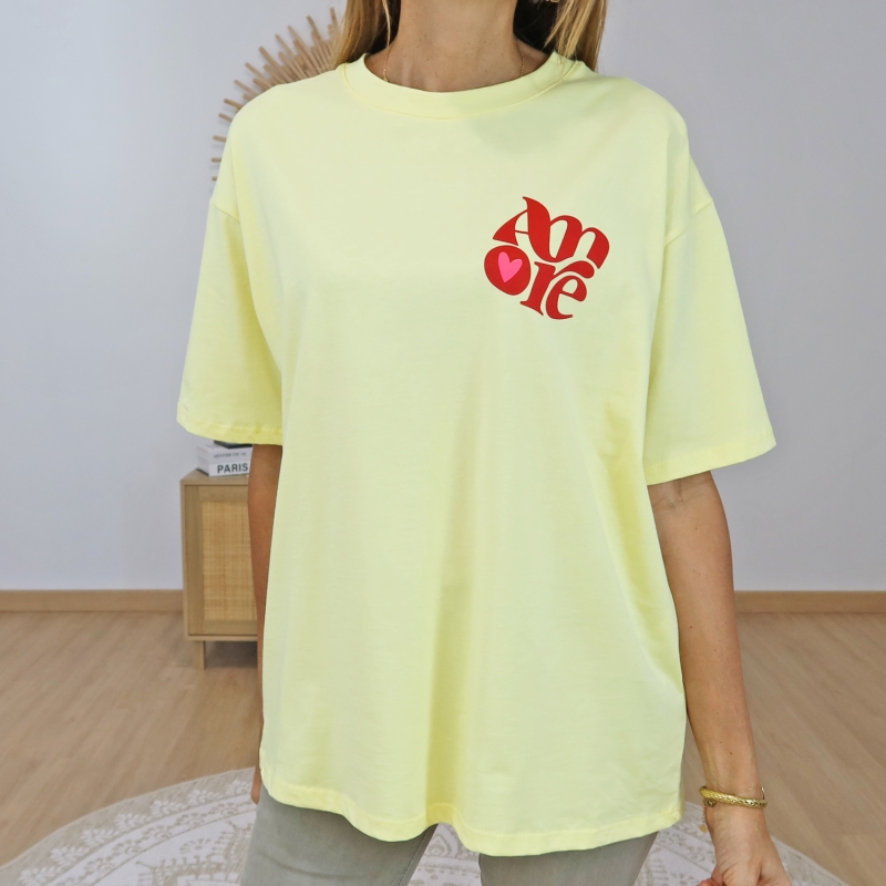 t shirt imprimé amore dos femme