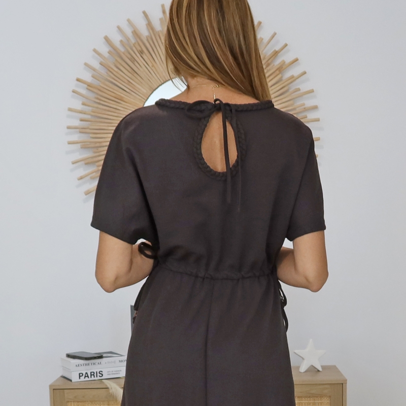 robe evasee femme col v tressee