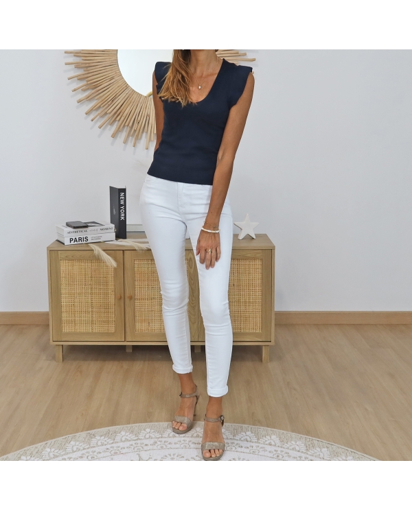 top maille fine femme marine