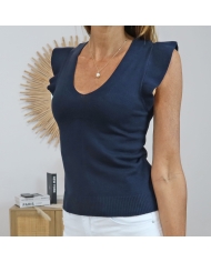 top manches volantes femme marine