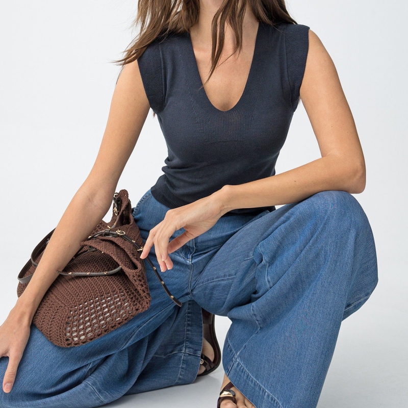 top femme ajusté marine