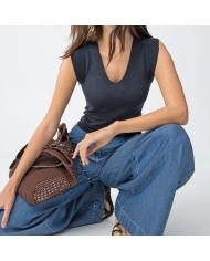 top femme ajusté marine