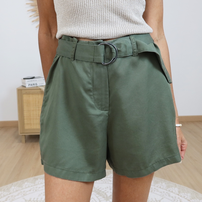 short lyocell kaki détail ceinture