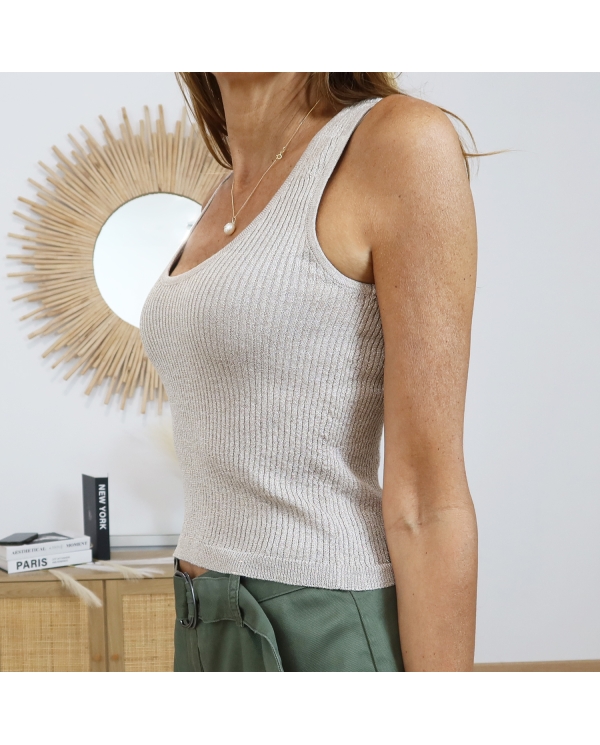 top maille fine lurex femme détail