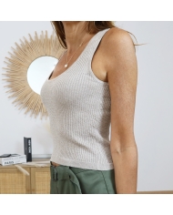 top maille fine lurex femme détail