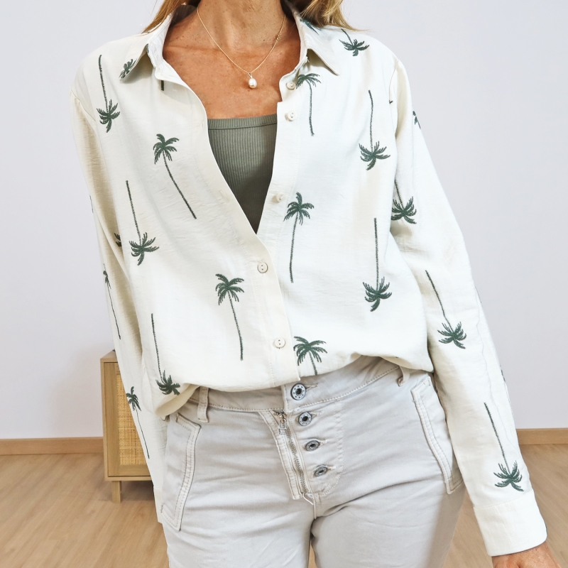 chemise fluide palmiers kaki