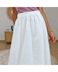 jupe midi blanche broderie anglaise détail