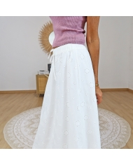 jupe blanche taille élastique lien