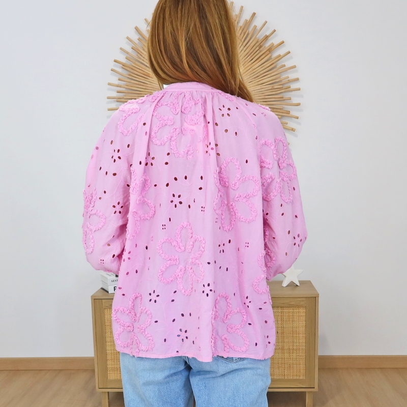 chemise broderie ajourée femme