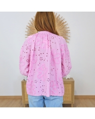 chemise broderie ajourée femme
