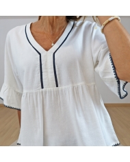 blouse liseré marine détail