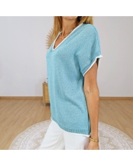 top fluide femme turquoise