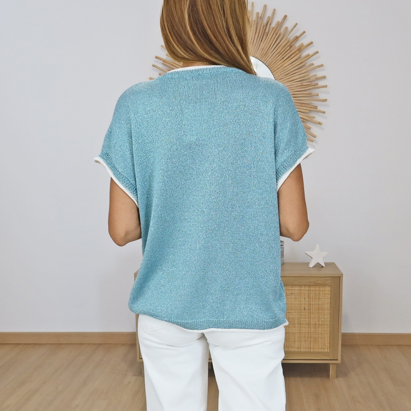 top femme porte turquoise