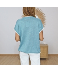 top femme porte turquoise