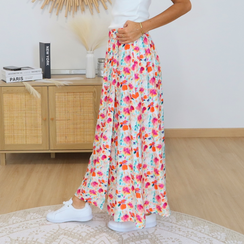 jupe longue fleurie pastel femme