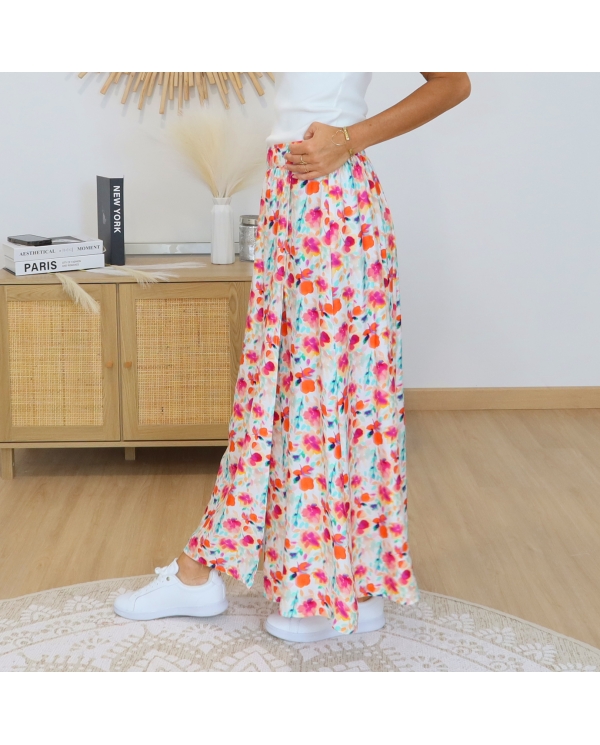 jupe longue fleurie pastel femme